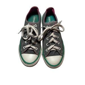 Girls Converse Chuck Taylor Shoes, Size 2, Gray/Pink/Aqua